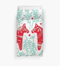 Swedish Dala Horses – Red & Mint Palette Duvet Cover