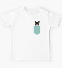Darby - Boston Terrier pet design with hipster glasses in bold and modern colors for pet lovers Kids Tee