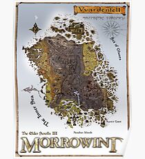 Morrowind Vvardenfell Map Restoration Project, Restored Vintage Print Poster