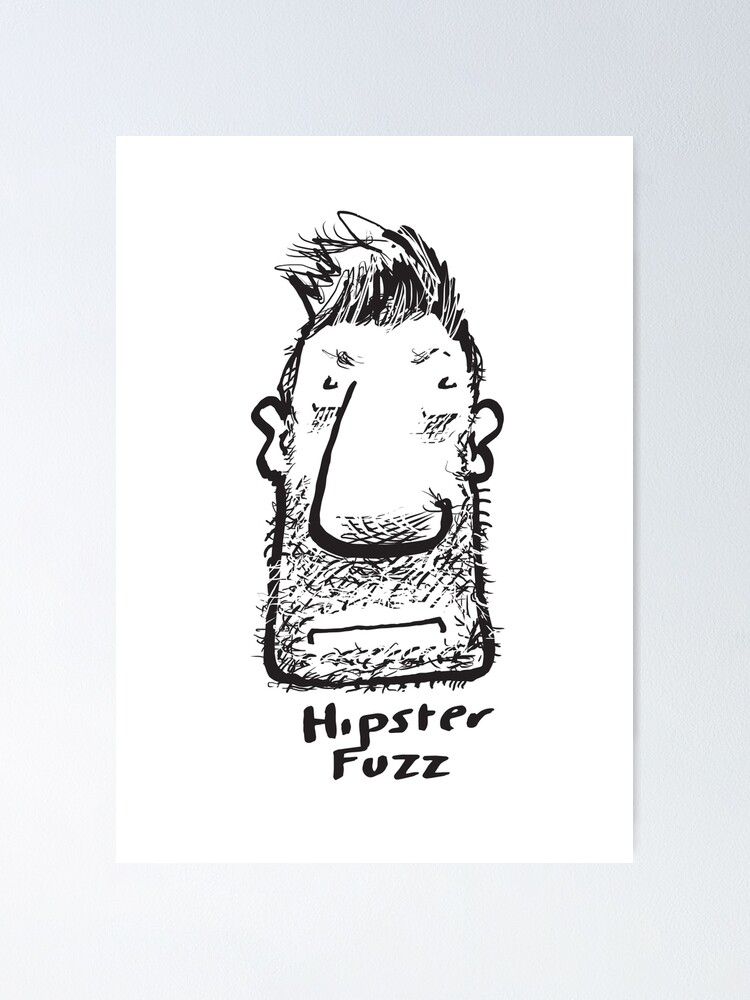 Haircut Hipster Fuzzone Of A Series Of Cartoon Drawings About Mens Haircuts Poster