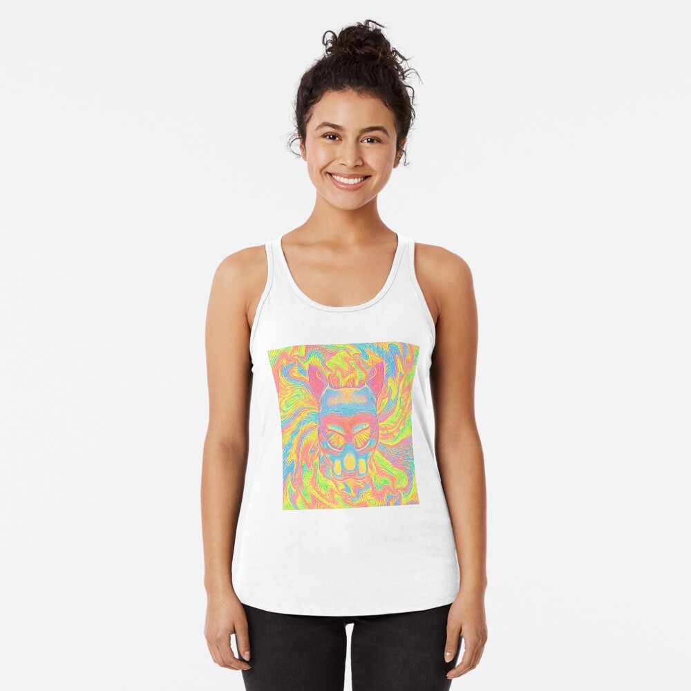 Abstract Mask Racerback Tank Top