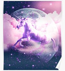 Flying Space Galaxy Unicorn Poster