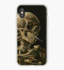 Vinilo o funda para iPhone Cráneo de un esqueleto con cigarrillo encendido