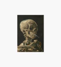 Skull of a Skeleton with Burning Cigarette Art Board