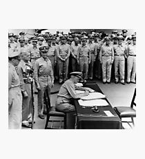 Admiral Nimitz Signing The Japanese Surrender Photographic Print