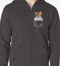 Corgi In Your Front Pocket Funny Christmas Costume Zipped Hoodie