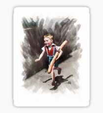 Colorized Parisian Boy with a Baguette Sticker