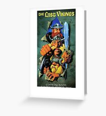 The Lost Vikings, Restored Vintage Nintendo Power Poster Greeting Card