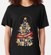 Meowy christmas funnyshirt Slim Fit T-Shirt