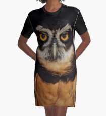 Trading Glances with a Spectacled Owl Graphic T-Shirt Dress