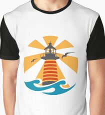 Colorful Lighthouse emblem Graphic T-Shirt