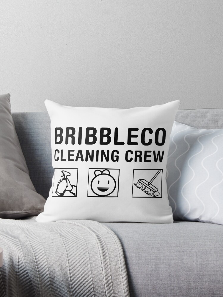 Roblox Cleaning Simulator Cleaning Crew Throw Pillow By Jenr8d - roblox mmm chezburger baby one piece by jenr8d designs redbubble