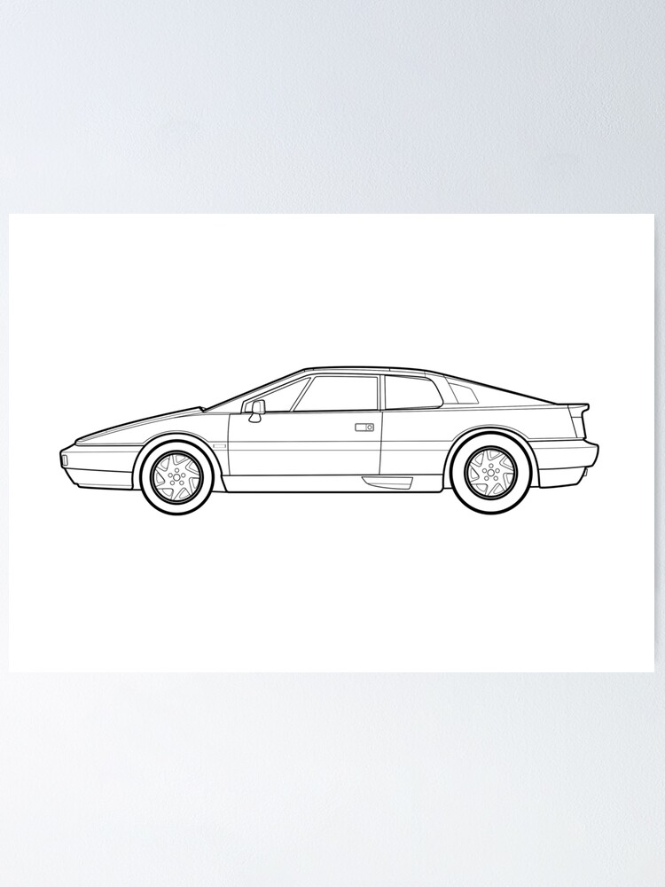 "Lotus Esprit Turbo SE Outline Drawing" Poster by RJWautographics