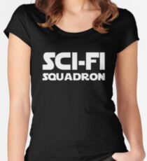 Funny Sci Fi Squadron Print. Women's Fitted Scoop T-Shirt