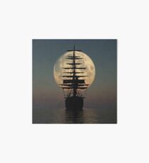 Pirate ship with full moon Art Board