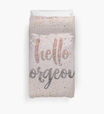 Hello Gorgeous Lilac Periwinkle Rose Gold Confetti Duvet Cover