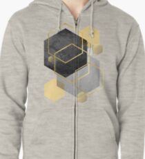Schwarz und Gold Geometrisch Kapuzenjacke