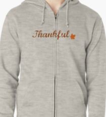 Thankful with Fall Leaf Zipped Hoodie