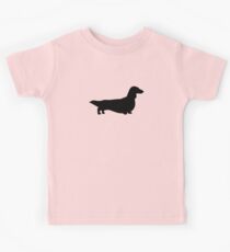 Long Haired Dachshund Silhouette Kids Tee