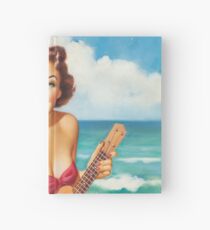 guitar beach bikini ukulele girl pinup Hardcover Journal