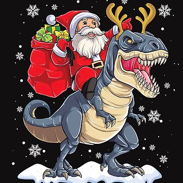 "Santa Riding Dinosaur Reindeer Christmas Little Boys Kids" Sticker for ...