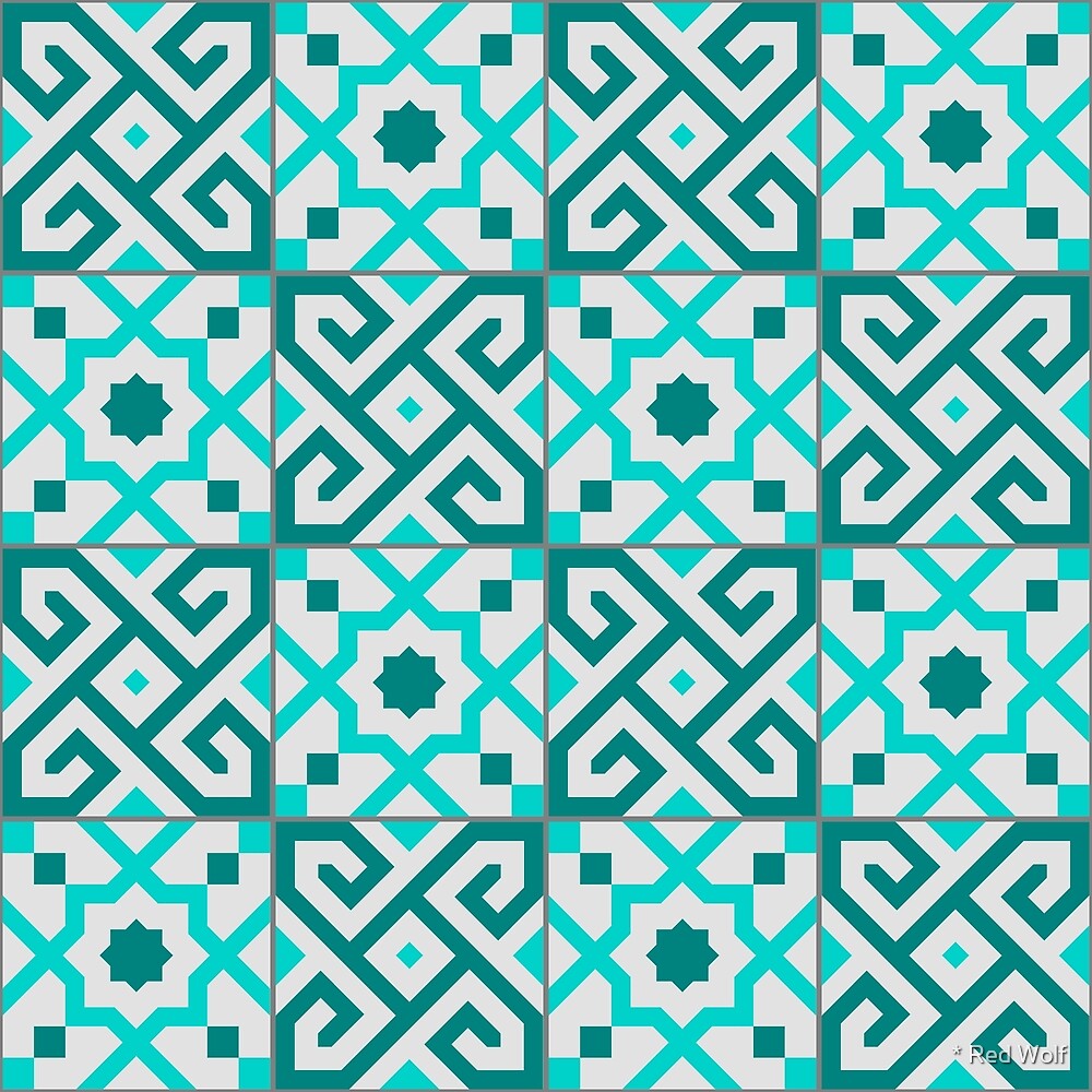 Geometric Pattern: Tiles: Blue by * Red Wolf