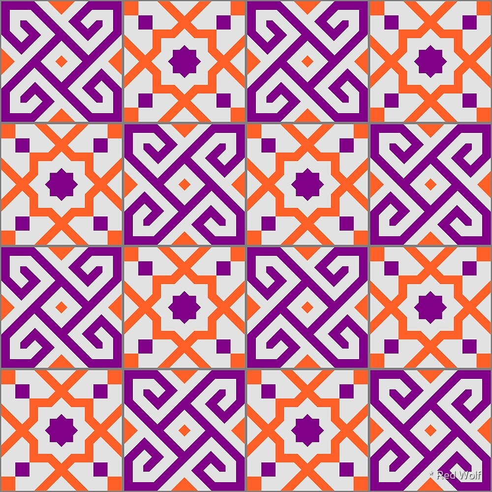 Geometric Pattern: Tiles: Purple/Orange by * Red Wolf