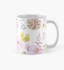 Taza clásica Artista pintado a mano rubor rosado lavanda acuarela floral