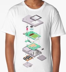 Lowpoly Vector Gameboy DMG Isometric Explosion View Long T-Shirt