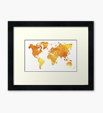 White and Gold Map of The World - World Map for your walls Framed Print