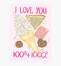 I Love You 100s and 1000s - Pink Photographic Print