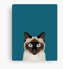Ezra - Siamese Cat, Cute Kitten Retro Cat Art cell phone case, siamese, cute cat Canvas Print