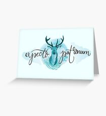 Blue Stag Spell Illustration Greeting Card