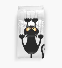 Fun Cat Cartoon Scratching Wall Duvet Cover