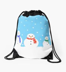 Christmas Snowmen Drawstring Bag