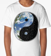 Earth and Space Yin Yang Symbol Long T-Shirt