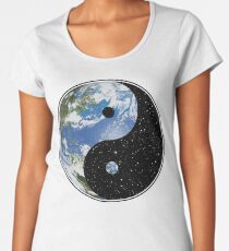 Earth and Space Yin Yang Symbol Women's Premium T-Shirt