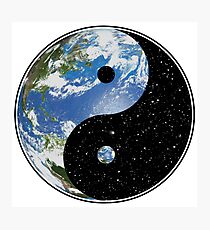 Earth and Space Yin Yang Symbol Photographic Print