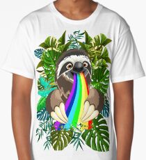 Sloth Spitting Rainbow Colors Long T-Shirt