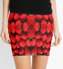 Strawberries Pattern T-Shirt Dress Mini Skirt - Strawberry Sticker Mini Skirt