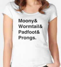 Moony & Wormtail & Padfoot & Prongs. Women's Fitted Scoop T-Shirt