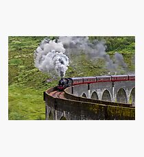 Steam train crossing the Glenfinnan Viaduct Photographic Print