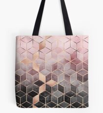 Pink And Grey Gradient Cubes Tote Bag
