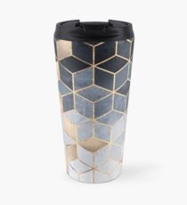 Soft Blue Gradient Cubes Travel Mug
