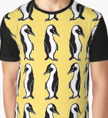 Penguins Pattern Yellow Graphic T-Shirt