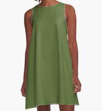 color dark olive green A-Line Dress
