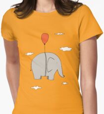 Elephant with a red balloon Women's Fitted T-Shirt