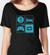 Camiseta ancha Comer, dormir, jugar, repetir.