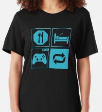 Camiseta ajustada Comer, dormir, jugar, repetir.