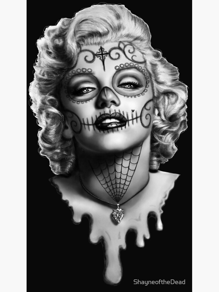 "Marilyn Monroe Sugar Skull" Framed Art Print by